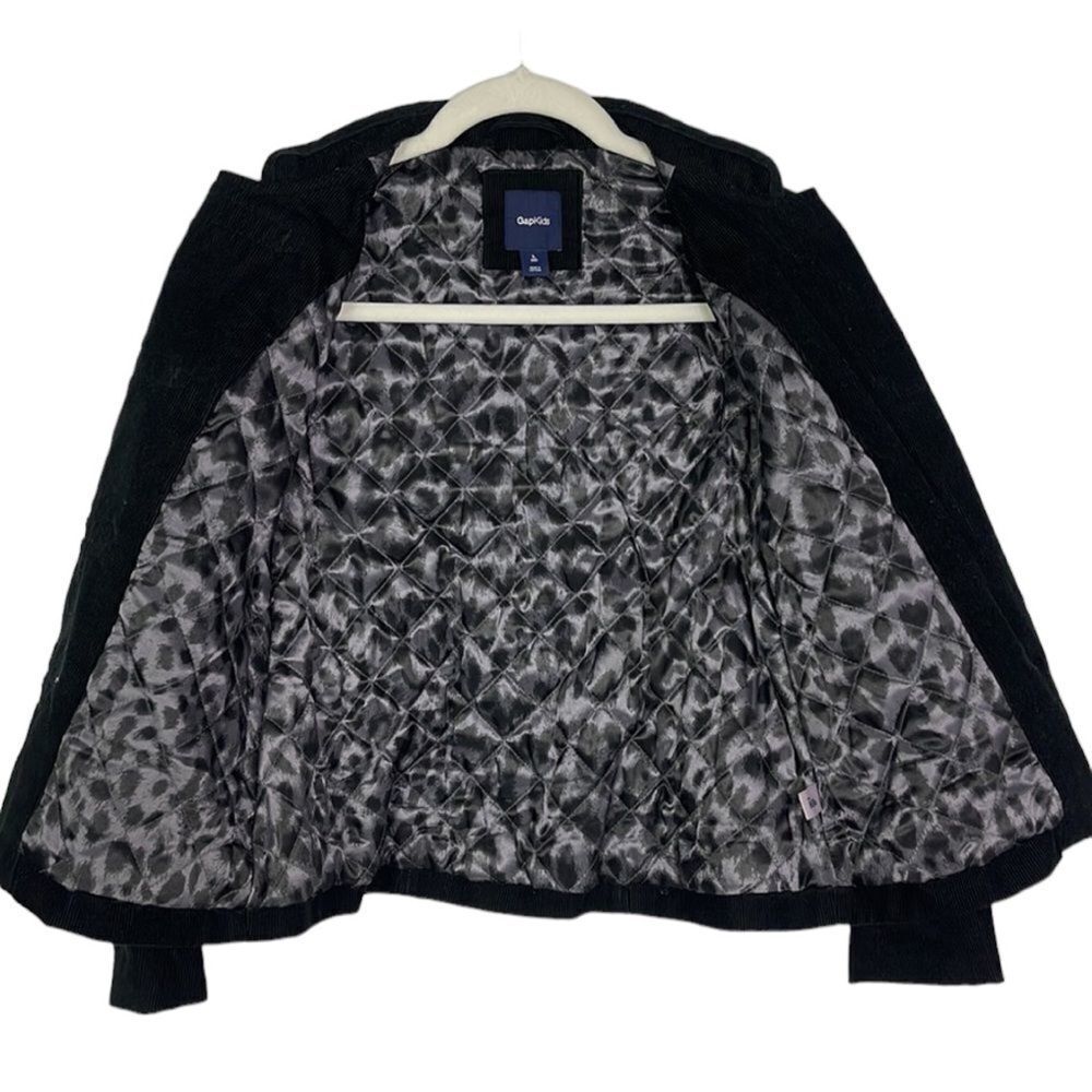 GAP Kids Corduroy, Velvet, Military-Inspired Coat, Black, Size 10, Lined - Picture 3 of 8